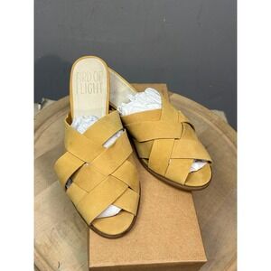 Bird of Flight Philo Saffron Yellow Leather Woven Wedge Sandals Womens 10 Anthro